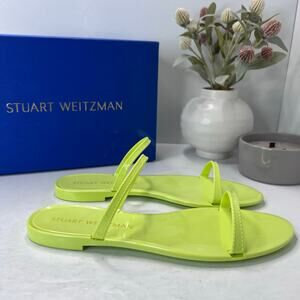 Stuart Weitzman Sawyer Slide Semi Shine Rubber Sandals Yellow SJ9 Women 11 NWB
